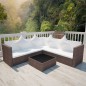 vidaXL Set muebles de jardín 4 piezas y cojines ratán sintético marrón vidaXL Set muebles de jardín 4 piezas y cojines ratán sintético marrón