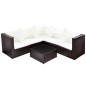 vidaXL Set muebles de jardín 4 piezas y cojines ratán sintético marrón vidaXL Set muebles de jardín 4 piezas y cojines ratán sintético marrón