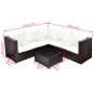 vidaXL Set muebles de jardín 4 piezas y cojines ratán sintético marrón vidaXL Set muebles de jardín 4 piezas y cojines ratán sintético marrón