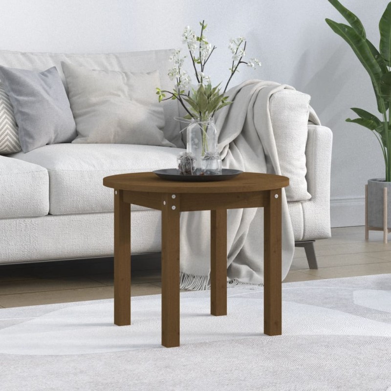 vidaXL Mesa de centro de madera maciza de pino marrón miel Ø 55x45 cm vidaXL Mesa de centro de madera maciza de pino marrón miel Ø 55x45 cm