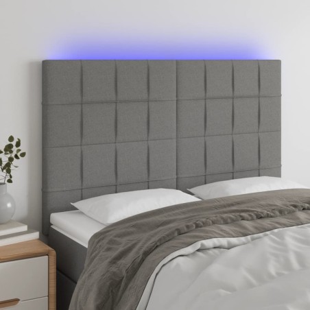 vidaXL Cabecero con luces LED tela gris oscuro 144x5x118/128 cm