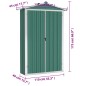vidaXL Cobertizo de jardín acero galvanizado verde 116x45x175cm vidaXL Cobertizo de jardín acero galvanizado verde 116x45x175cm