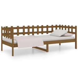 vidaXL Sofá cama de madera maciza de pino marrón miel 80x200 cm