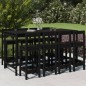 vidaXL Mesa y taburetes altos jardín 9 pzas madera maciza pino negro vidaXL Mesa y taburetes altos jardín 9 pzas madera maciza pino negro