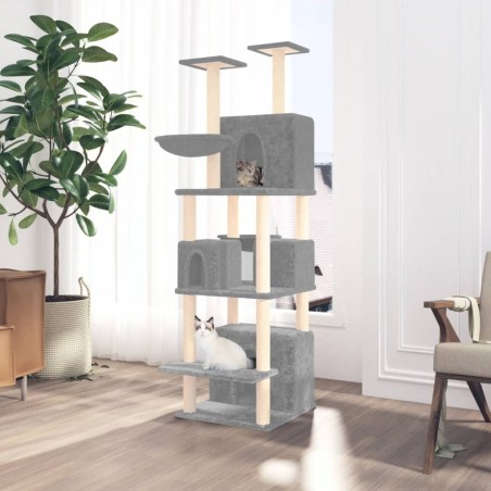 vidaXL Rascador para gatos con postes de sisal gris claro 180 cm