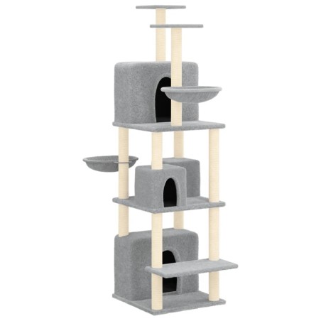 vidaXL Rascador para gatos con postes de sisal gris claro 180 cm