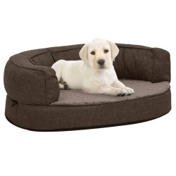 vidaXL Colchón de cama de perro ergonómico aspecto lino marrón 60x42cm