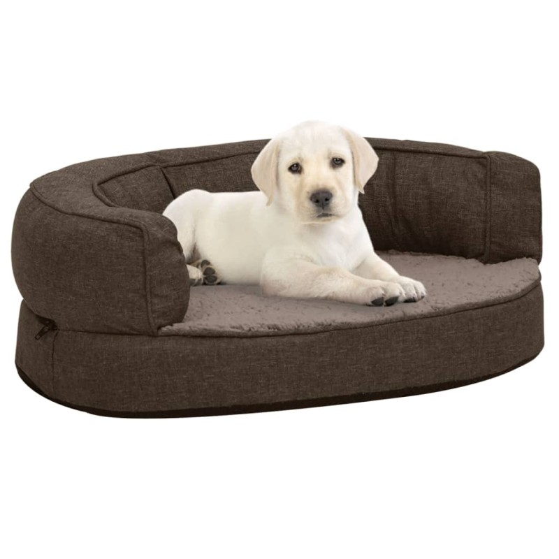 vidaXL Colchón de cama de perro ergonómico aspecto lino marrón 60x42cm vidaXL Colchón de cama de perro ergonómico aspecto lino marrón 60x42cm