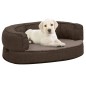 vidaXL Colchón de cama de perro ergonómico aspecto lino marrón 60x42cm vidaXL Colchón de cama de perro ergonómico aspecto lino marrón 60x42cm