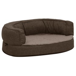 vidaXL Colchón de cama de perro ergonómico aspecto lino marrón 60x42cm