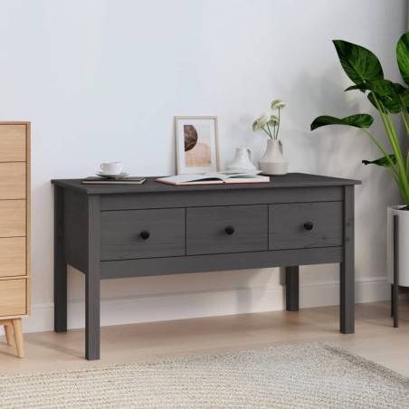 vidaXL Mesa de centro de madera maciza de pino gris 102x49x55 cm