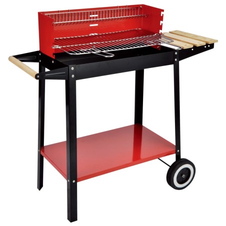 HI Barbacoa de carbón con ruedas rojo 88x44x83 cm
