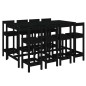 vidaXL Mesa y taburetes altos jardín 9 pzas madera maciza pino negro vidaXL Mesa y taburetes altos jardín 9 pzas madera maciza pino negro