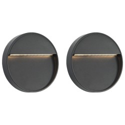 vidaXL Lámparas LED de pared para jardín 2 unidades redonda negra 3 W