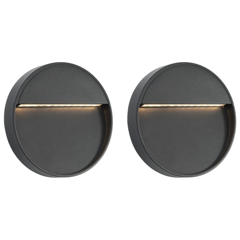 vidaXL Lámparas LED de pared para jardín 2 unidades redonda negra 3 W vidaXL Lámparas LED de pared para jardín 2 unidades redonda negra 3 W
