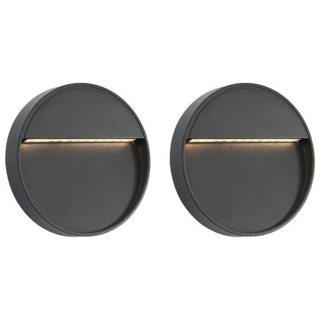 vidaXL Lámparas LED de pared para jardín 2 unidades redonda negra 3 W