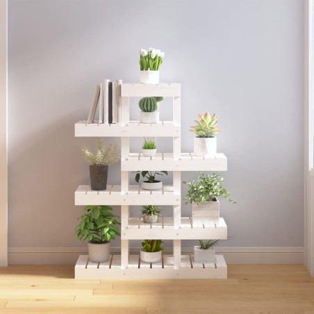 vidaXL Soporte para plantas madera maciza pino blanco 85x25x109,5 cm