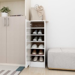 vidaXL Mueble zapatero de aglomerado blanco con brillo 32x35x92 cm