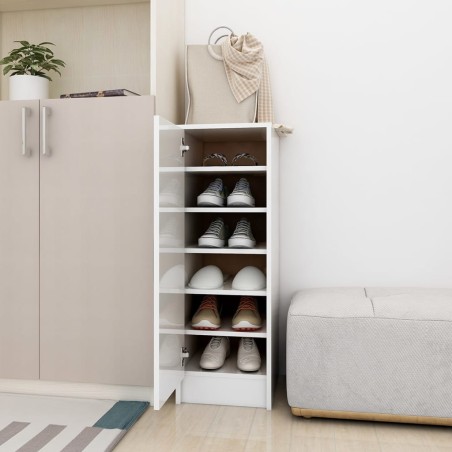 vidaXL Mueble zapatero de aglomerado blanco con brillo 32x35x92 cm