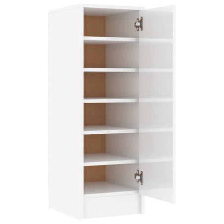 vidaXL Mueble zapatero de aglomerado blanco con brillo 32x35x92 cm
