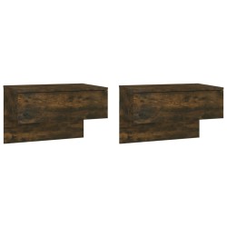 vidaXL Mesita de noche de pared 2 unidades color roble ahumado