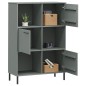 vidaXL Librería patas de metal OSLO madera maciza gris 90x35x128,5cm vidaXL Librería patas de metal OSLO madera maciza gris 90x35x128,5cm