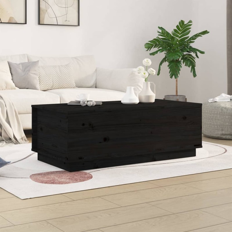 vidaXL Mesa de centro de madera maciza de pino negro 100x50x35 cm vidaXL Mesa de centro de madera maciza de pino negro 100x50x35 cm