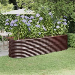 vidaXL Jardinera arriate acero recubrimiento polvo marrón 296x80x68 cm