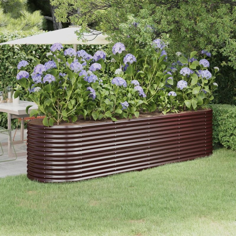 vidaXL Jardinera arriate acero recubrimiento polvo marrón 296x80x68 cm vidaXL Jardinera arriate acero recubrimiento polvo marrón 296x80x68 cm