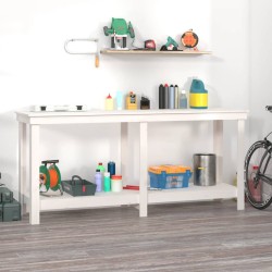 vidaXL Banco de trabajo de madera maciza de pino blanco 180x50x80 cm