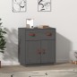 vidaXL Aparador de madera maciza de pino gris 65,5x40x75 cm