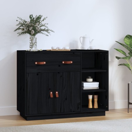 vidaXL Aparador de madera maciza de pino negro 98,5x40x75 cm
