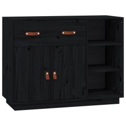 vidaXL Aparador de madera maciza de pino negro 98,5x40x75 cm