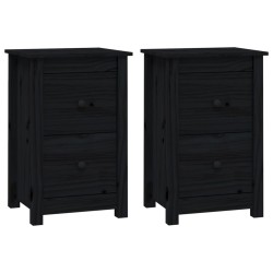 vidaXL Mesitas de noche 2 uds madera maciza de pino negro 40x35x61,5cm