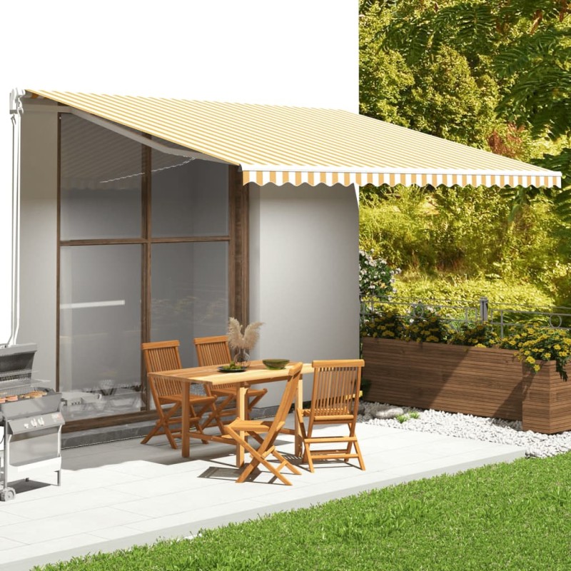 vidaXL Tela de repuesto para toldo amarillo y blanco 5x3,5 m vidaXL Tela de repuesto para toldo amarillo y blanco 5x3,5 m