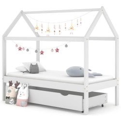 vidaXL Estructura de cama infantil cajón madera pino blanco 80x160 cm