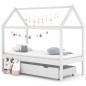 vidaXL Estructura de cama infantil cajón madera pino blanco 80x160 cm vidaXL Estructura de cama infantil cajón madera pino blanco 80x160 cm