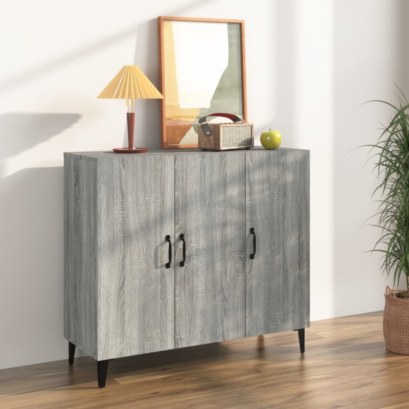 vidaXL Aparador de madera de ingeniería gris Sonoma 90x34x80 cm vidaXL Aparador de madera de ingeniería gris Sonoma 90x34x80 cm