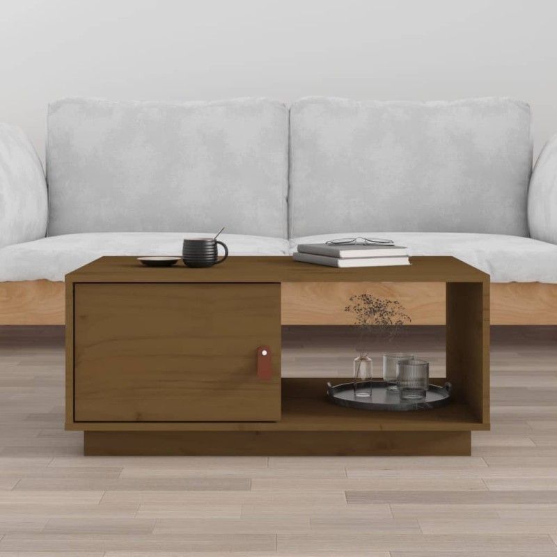 vidaXL Mesa de centro madera maciza de pino marrón miel 80x50x35,5 cm vidaXL Mesa de centro madera maciza de pino marrón miel 80x50x35,5 cm
