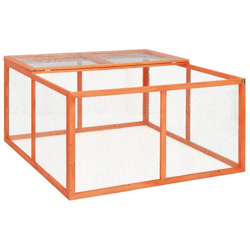 vidaXL Conejera de madera maciza de abeto 124x120x60 cm