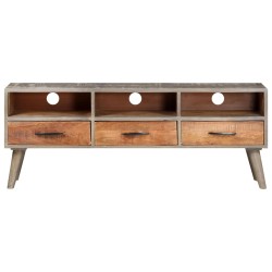 vidaXL Mueble para TV madera maciza de mango rugosa gris 130x35x51 cm