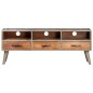 vidaXL Mueble para TV madera maciza de mango rugosa gris 130x35x51 cm vidaXL Mueble para TV madera maciza de mango rugosa gris 130x35x51 cm