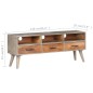vidaXL Mueble para TV madera maciza de mango rugosa gris 130x35x51 cm vidaXL Mueble para TV madera maciza de mango rugosa gris 130x35x51 cm