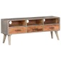 vidaXL Mueble para TV madera maciza de mango rugosa gris 130x35x51 cm vidaXL Mueble para TV madera maciza de mango rugosa gris 130x35x51 cm