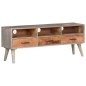 vidaXL Mueble para TV madera maciza de mango rugosa gris 130x35x51 cm vidaXL Mueble para TV madera maciza de mango rugosa gris 130x35x51 cm