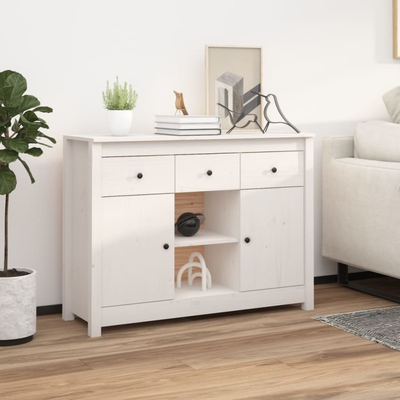vidaXL Aparador de madera maciza de pino blanco 100x35x74,5 cm
