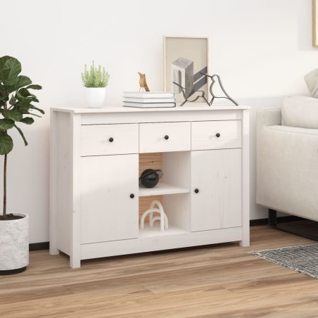 vidaXL Aparador de madera maciza de pino blanco 100x35x74,5 cm