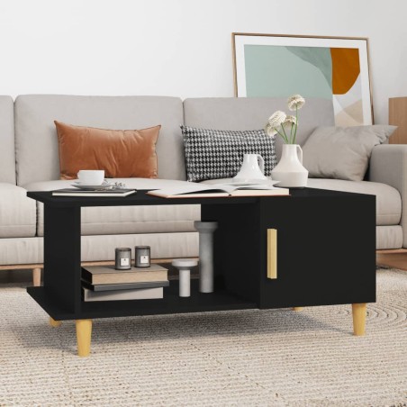 vidaXL Mesa de centro madera contrachapada negro 90x50x40 cm