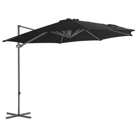 vidaXL Sombrilla voladiza con poste de acero negro 300 cm
