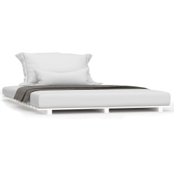 vidaXL Estructura de cama madera maciza de pino blanco 135x190 cm